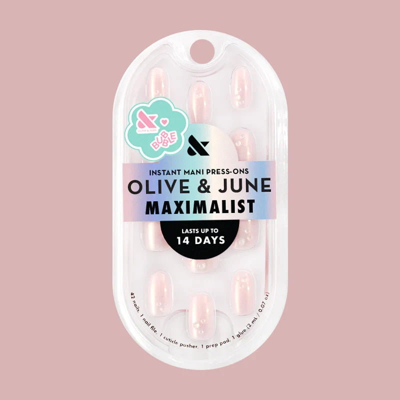 Pink Bubble Pearlescent - Press-On | Short | Round