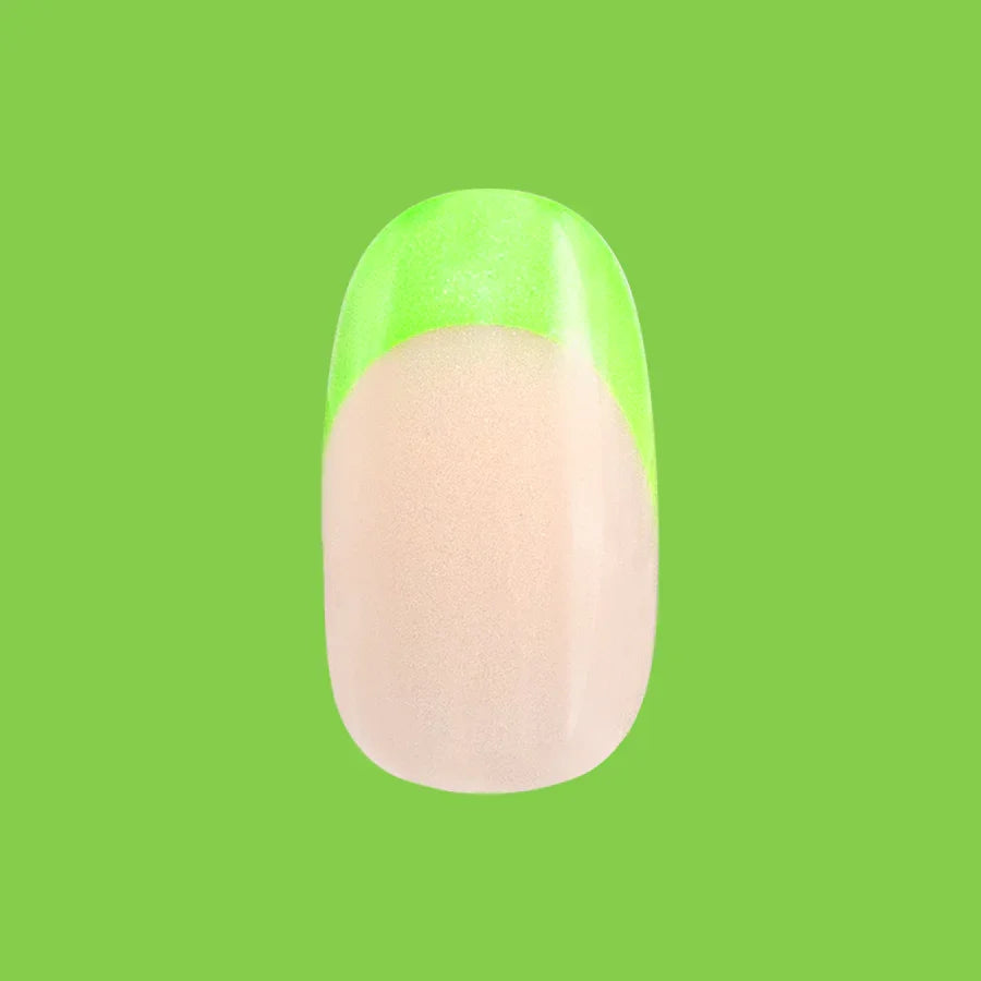 Lime Chrome French - Press-On | Short | Round
