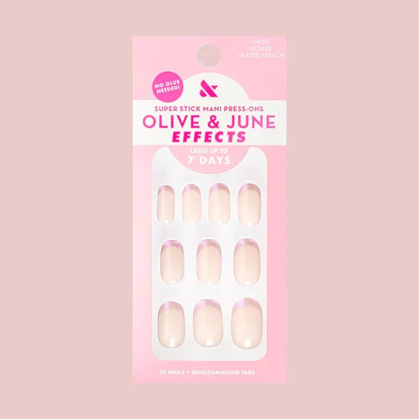 Glazed French | Short | Round - Tab Press-On