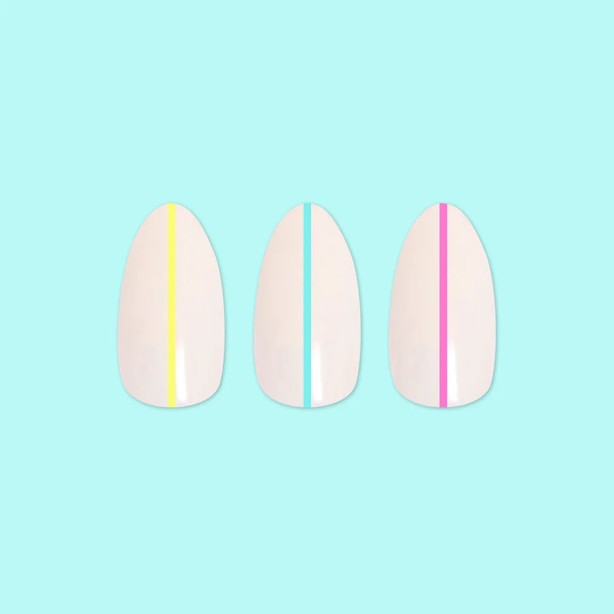 Neon Lines - Press-On | Medium | Almond