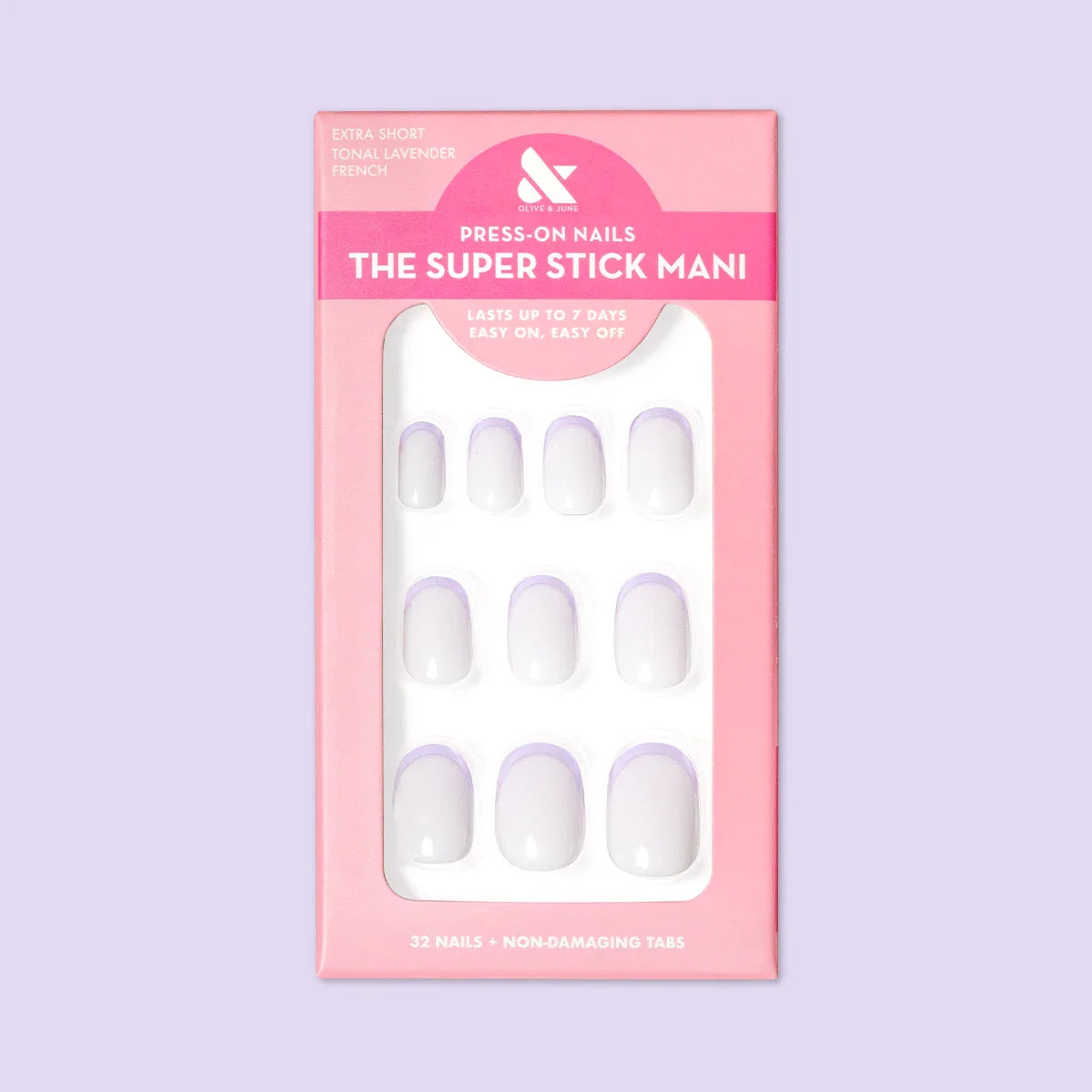 Tonal Lavender French | Extra Short | Round - Tab Press-On