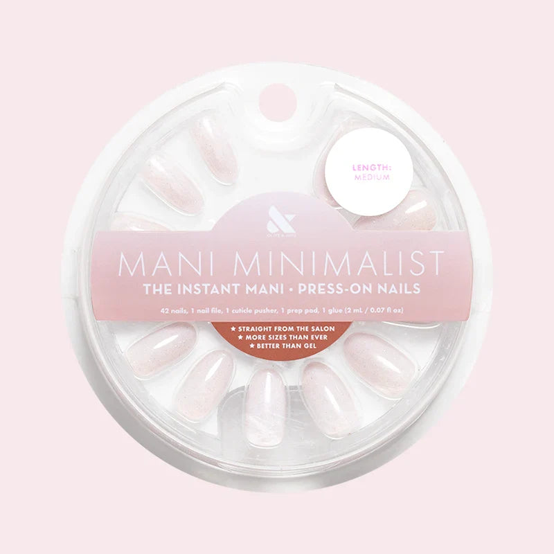 Milky Micro Glitter - Press-On | Medium | Oval