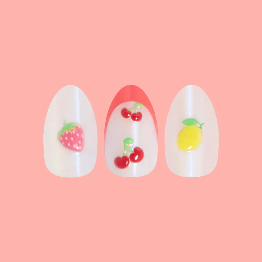 Puffy Fruits - Press-On | Medium | Oval