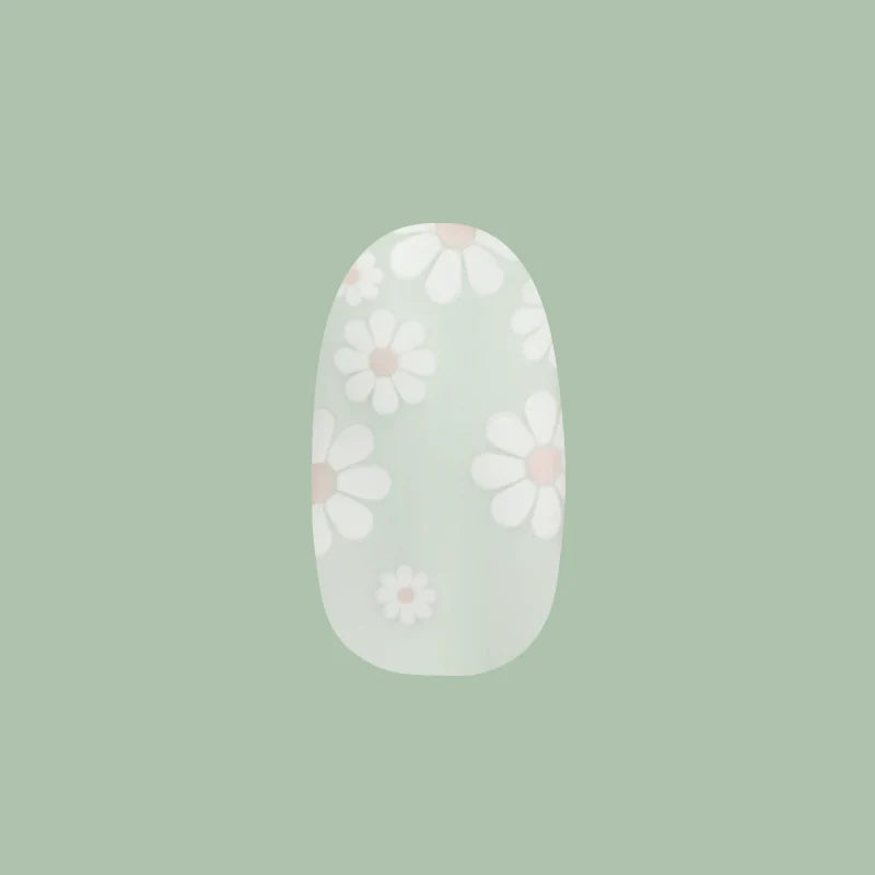 Teal Chrome Flower Shower - Press-On | Short | Round