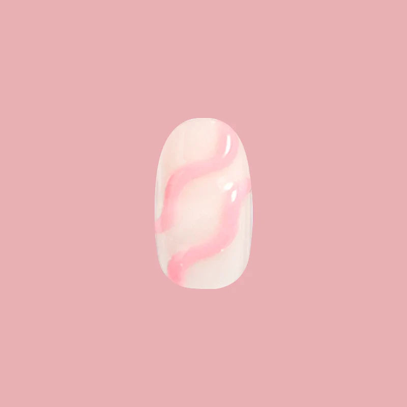 Pink Puffy Swirls - Press-On | Short | Round