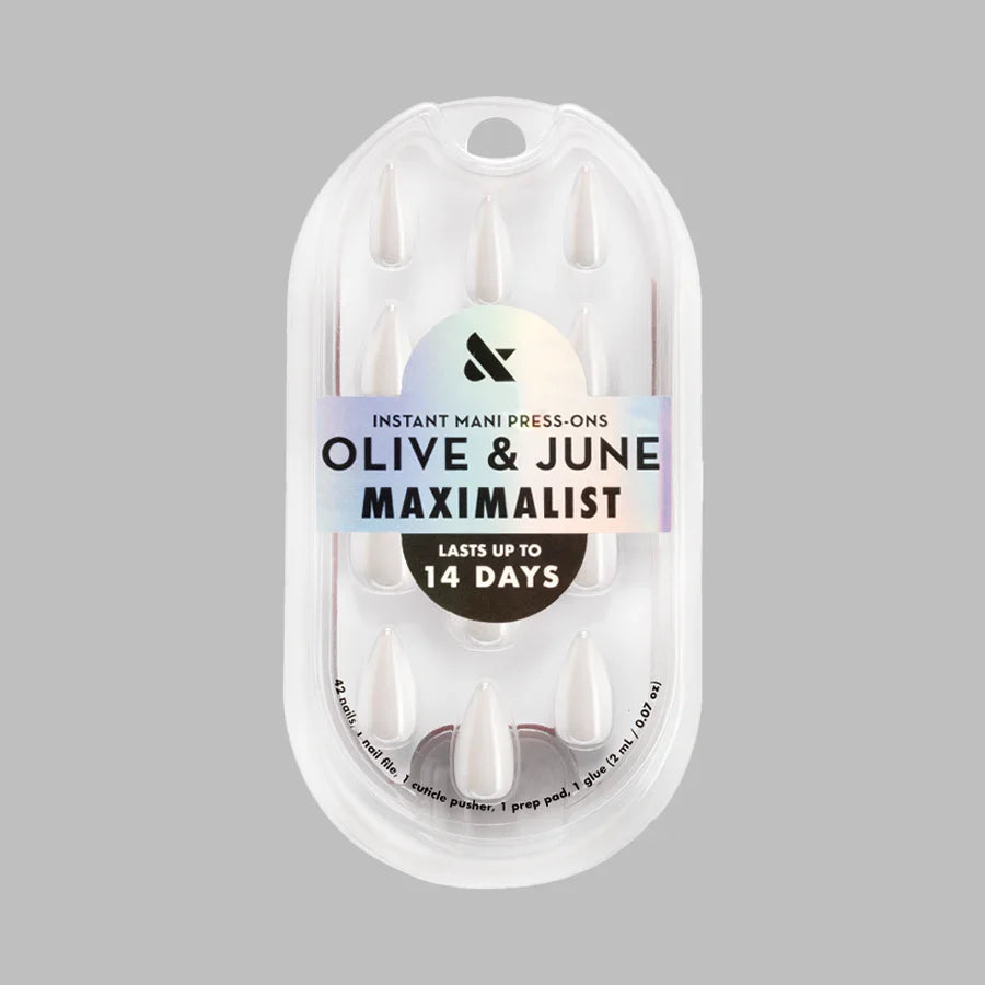 White Jelly Chrome - Press-On | Medium | Stiletto