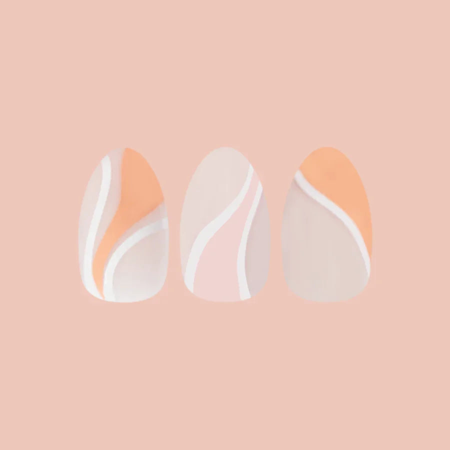 Pink Swirl Mixed Pack - Press-On | Medium | Almond
