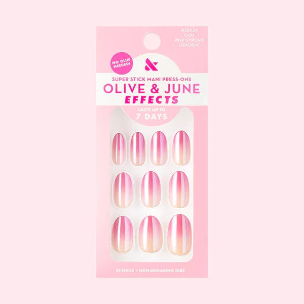 Pink Chrome Gradient | Medium | Oval - Tab Press-On